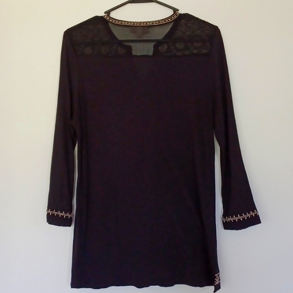 DB established 1962 🖤 Black LS Tunic With Cream Embroidery on Mesh WM - Picture 5 of 9